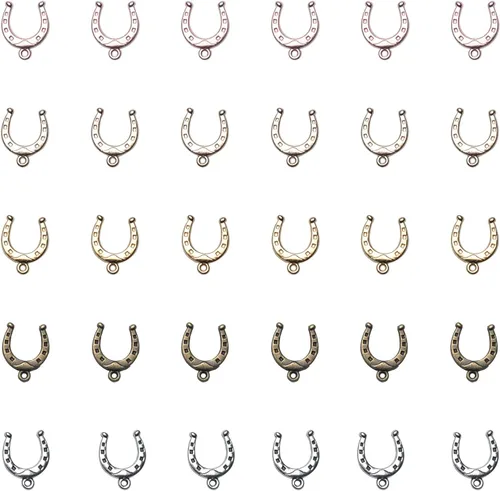 50 dijes de herradura de metal vintage colgantes para fabricación de joyas, kits de búsqueda de collares, pulseras, llaveros para manualidades,