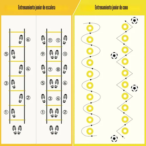 Miniatura 6 de BORNEW Set de Equipo de Entrenamiento de Agilidad y Velocidad, Set de Práctica de Fútbol con escalera de agilidad de 20 pies, 12 conos, 4 obstáculos