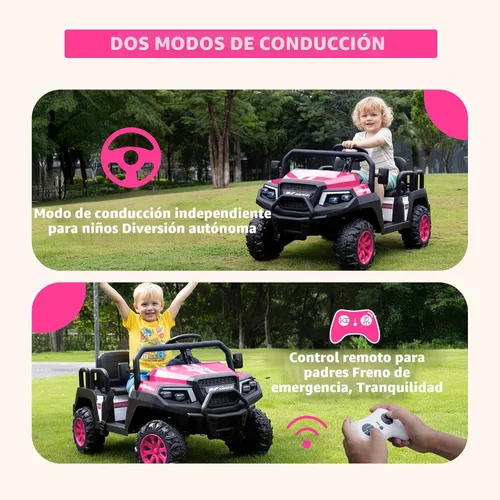 Miniatura 3 de Coche eléctrico para niños, juguetes de 24 V y 4 plazas con control remoto para padres, suspensión de 4 ruedas, capacidad máxima de peso de 220 Rosa