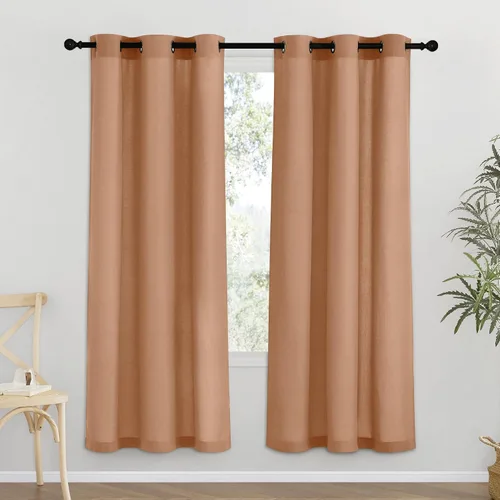 Miniatura 176 de NICETOWN Cortinas de lino natural con textura de lino para dormitorio, mezcla de lino rústica con ojales en la parte superior, semitransparentes