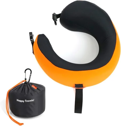 Miniatura 21 de C CUSHION LAB Almohada de viaje, galardonado diseño ergonómico patentado para mentón y cuello, almohada de espuma viscoelástica para el cuello