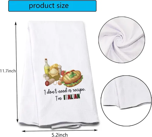 Miniatura 2 de POFULL Italian Cooks Gift I Don't Need Recipes I'm Italian Dish Towel - Toalla de cocina italiana (I Don't Need a Recipe Towel)