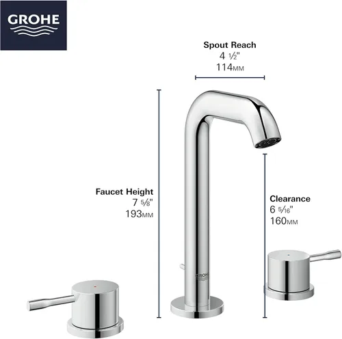 Miniatura 5 de GROHE 202972431 Essence - Grifo de baño de 2 manijas con dos manijas y tamaño M, color negro mate Mate negro