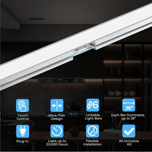 Miniatura 4 de Iluminación inteligente VST bajo gabinete de 6 barras - UL listada CRI 93+ Tiras de luz COB ajustables, compatibles con Alexa y Google Home, control