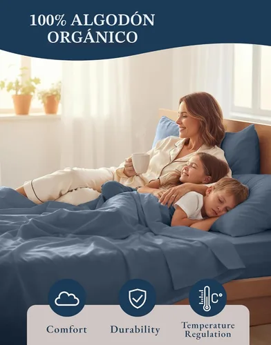 Miniatura 6 de LANE LINEN Sábanas 100% algodón orgánico para cama tamaño King, sábanas de percal suave, transpirables, de lujo, estilo hotelero, lavables a 09