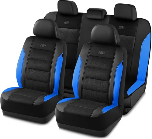 Miniatura 15 de Skechers Fundas de asiento de espuma viscoelástica y refrigeradas por aire, cuero premium con malla EVA, fundas de asiento de automóvil