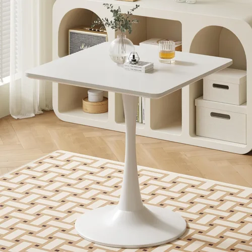 Miniatura 8 de Mesa pequeña de tulipanes de 24 pulgadas para 2 personas, mesa de comedor redonda de nogal para cocina, mesa moderna de mediados de siglo con base