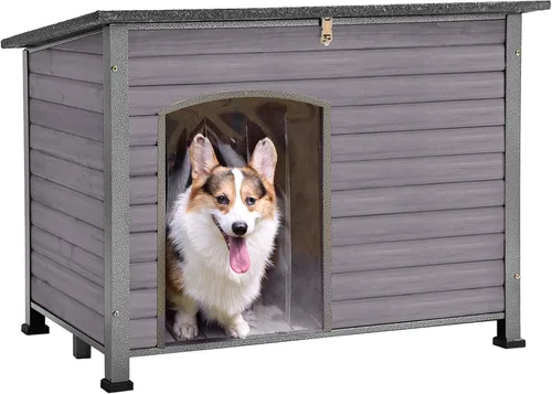 GUTINNEEN Casa para perros a prueba de mordidas con marco de hierro de metal para perros al aire libre para jaula de perros pequeños, medianos y