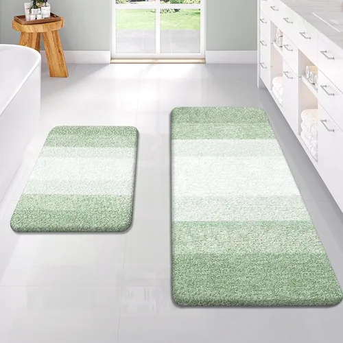 Miniatura 74 de OLANLY Juego de 2 alfombras de baño de microfibra suave y absorbente, antideslizantes, se pueden lavar y secar a máquina, alfombras de baño peludas