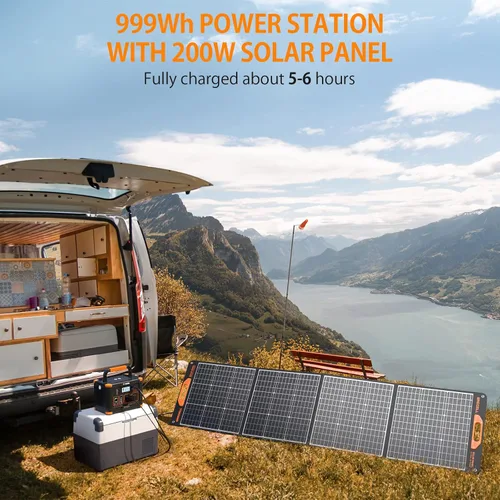 Miniatura 2 de GRECELL 1000W - Generador solar con panel solar portátil de 200W, estación de energía portátil de 999Wh, generador con batería de litio de respaldo