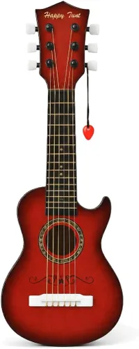 Guitarra acústica de 23 pulgadas, guitarra de juguete de 6 cuerdas para niños, cuerdas de acero realistas, primer instrumento musical para Caoba