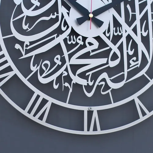Miniatura 5 de iwa concept Primer reloj silencioso islámico de metal Kalima Decoraciones de pared de Ramadán islámico Regalo moderno de inauguración de la casa