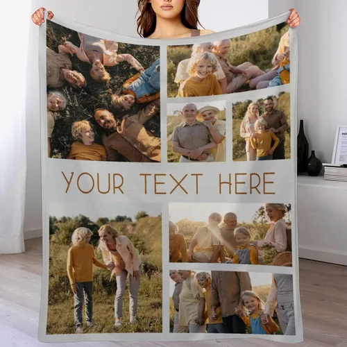 Miniatura 11 de M YESCUSTOM Manta personalizada con imagen y texto, manta personalizada de collage de fotos, mantas de vellón personalizadas para regalo de 1 imagen