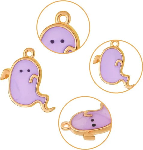 Miniatura 3 de Hicarer Colgantes de aleación de Halloween DIY para Halloween, calabaza, fantasma, mago, sombrero de mago, joyería para hacer joyas, collares