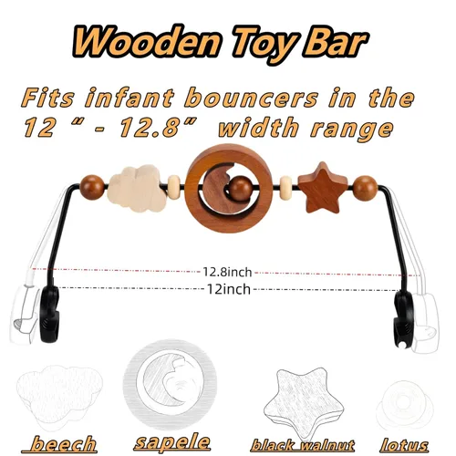Miniatura 7 de Barra de juguete compatible con Baby Bjorn Bouncer Toy Bar para Baby Bouncer, accesorio de barra de juguete de madera duradera, juguete sensorial