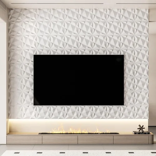 Miniatura 4 de Art3dwallpanels Paquete de 20 paneles de pared 3D para decoración de pared interior, 12 x 12 pulgadas, paneles de diamante blanco para sala