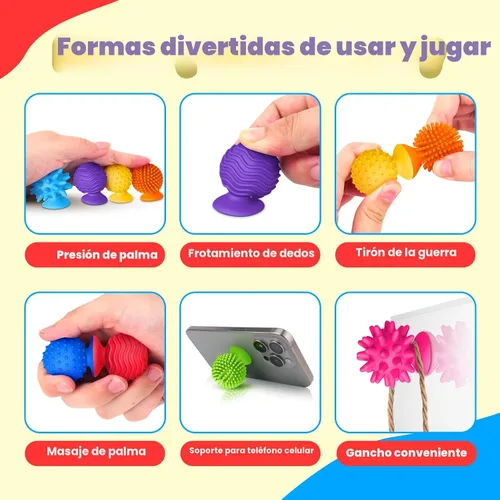 Miniatura 2 de Juguetes sensoriales para niños y adultos: juguetes con ventosa texturizada para autismo - Sensorial blandito para baño en el aula - Juego de 8