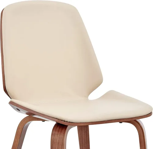 Miniatura 8 de Armen Living Brinley Mid Century - Silla auxiliar moderna de piel sintética color crema y madera de nogal para comedor, mesa de cocina, escritorio