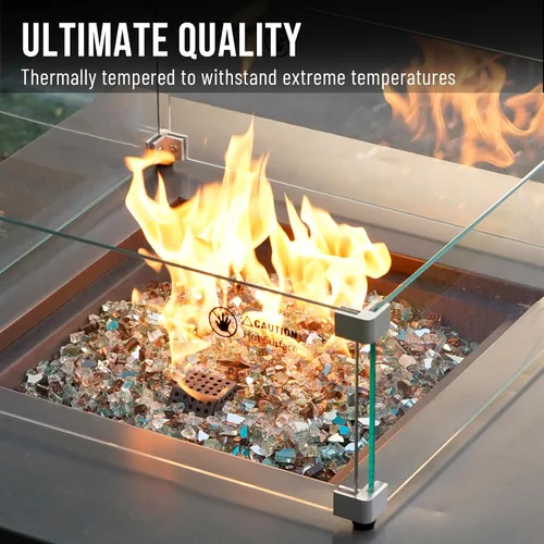 Miniatura 4 de Skyflame Vidrio de Fuego Mezclado de 10 Libras para Hoguera, Chimenea y Paisajismo - Vidrio de Fuego Templado Reflectante de 1/4 de Pulgada Dorado