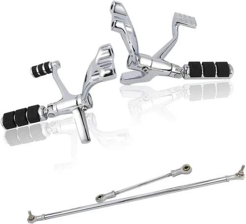 Miniatura 22 de TCT-MOTORPARTS Kit completo de controles delanteros con pedales y estriberas con palancas y varillas para Harley Sportster XL883 XL1200 1991-2003