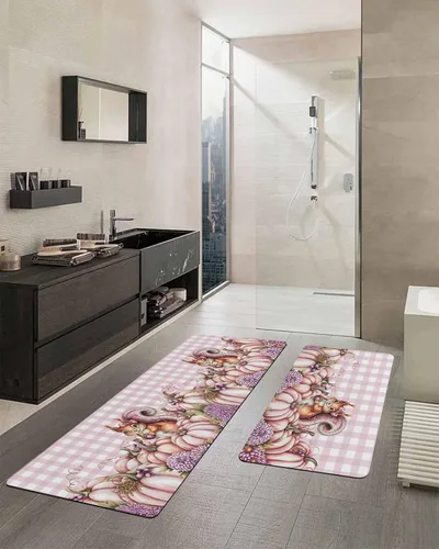 Miniatura 2 de Tapete de baño de calabaza rosa para bañera, antideslizante, de secado rápido y absorbente, de tierra de diatomeas, para ducha, fregadero de cocina