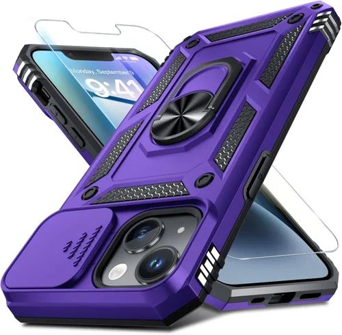 Funda Janmitta para iPhone 12 Mini y 13 Mini con cubierta deslizante para lente de cámara incorporada + protector de pantalla, funda de cuerpo