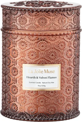 Miniatura 15 de LA JOLIE MUSE Vela Sahara Amber – Bergamota, clavo y ámbar Vela de cera de soja grande de 12 onzas con 2 mechas 60 horas de combustión limpia
