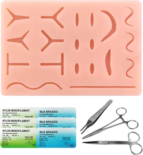 Miniatura 7 de Kit de práctica de sutura Ultrassist para estudiantes de medicina y veterinaria, kit de sutura inicial que incluye almohadilla de silicona duradera