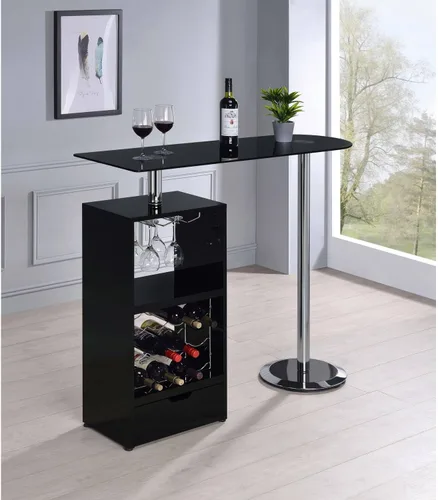 Miniatura 2 de Coaster Furniture - Mesa de bar con almacenamiento de vino, color negro 120451