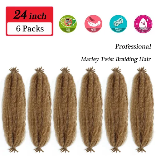 Miniatura 2 de Cabello afro trenzado elástico de 24 pulgadas, cabello Marley para rastas sintéticas, cabello rizado Marley Twist trenzado, cabello rubio cubano