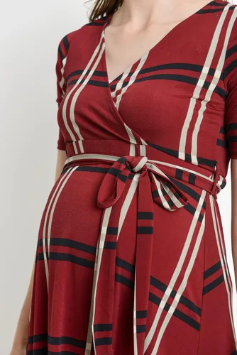 Miniatura 2 de Vestido cruzado de maternidad para mujer, longitud media con cinturón