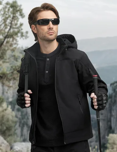 Miniatura 5 de FREE SOLDIER Men's Softshell Hiking Jacket Waterproof Hooded Tactical Hunting Jacket