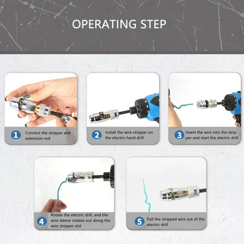 Miniatura 2 de Pelacables para electricista, herramienta de pelado y torsión de cables de aleación de aluminio, herramienta de corte de pelado de cable