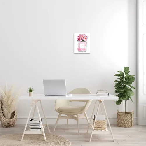 Miniatura 8 de Stupell Industries Botella de perfume Glam V2 Flower Silver Pink Peony - Placa de pared artística, fabricada con orgullo en Estados Unidos Rosas