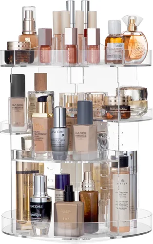 Miniatura 4 de HBlife Organizador de maquillaje giratorio 360º de talla grande, carrusel ajustable de gran capacidad, organizador giratorio de perfumes