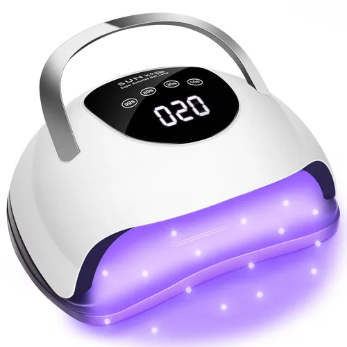 Wisdompark Lámpara LED de uñas de 220 W para uñas de gel, secado rápido, con 57 cuentas de lámpara, 4 temporizadores, luz UV profesional para el