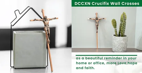 Miniatura 2 de DCCXN Cruz de metal para decoración de pared católica, cruz de pared de crucifijo de Jesucristo, cobre antiguo de 10 pulgadas