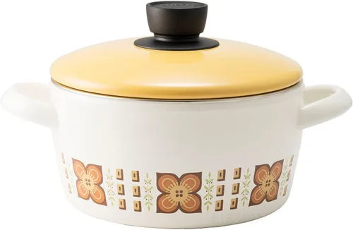 Miniatura 16 de Fuji - Patrón de reimpresión esmaltado de los años 70, Showa Retro, esmalte, olla con una sola mano, bandeja para leche, 5.5 pulgadas (5.5 in)