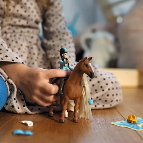 Miniatura 3 de Schleich Horse Club Sofia's Beauties - Juego de belleza de caballo de 18 piezas, figura de caballo Kim y caballo con pelo de peinado cepillable, más