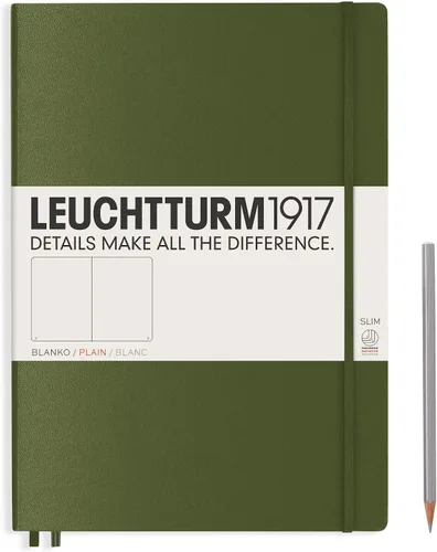 Miniatura 35 de LEUCHTTURM1917 - Cuaderno de tapa dura Master Slim A4+ - 123 páginas numeradas para escritura y diario (salvia, a rayas)