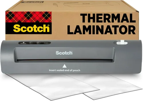 Miniatura 9 de Scotch Paquete de laminador térmico y bolsa, sistema de 2 rodillos, laminado de hasta 9 pulgadas de ancho (TL901X) con bolsas de laminación Scotch