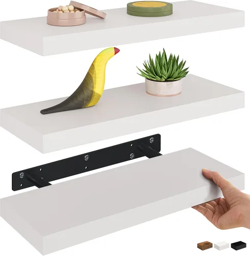 Miniatura 13 de Ballucci - Estantes flotantes, juego de estantes de pared de madera de 36" con soportes invisibles para baño, sala de estar, dormitorio, cocina