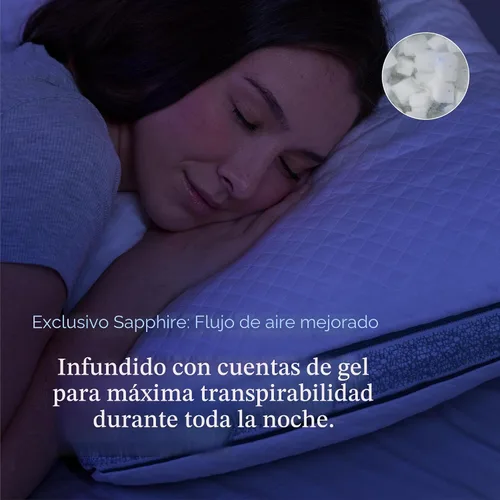 Miniatura 4 de DreamyBlue Almohada de Zafiro con Refuerzo • Loft Ajustable, Funda de Lujo, Relleno de Espuma Viscoelástica Triturada con Cuentas de Enfriamiento •