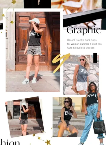 Miniatura 6 de Asvivid - Camisetas sin mangas para mujer, holgada, con cuello redondo, estampado de letras, diente de león, para verano, casuales
