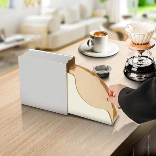 Miniatura 4 de Soporte de filtro de café en forma de cono – Soporte de filtro de papel plateado esmerilado para verter sobre café, dispensador para mostrador