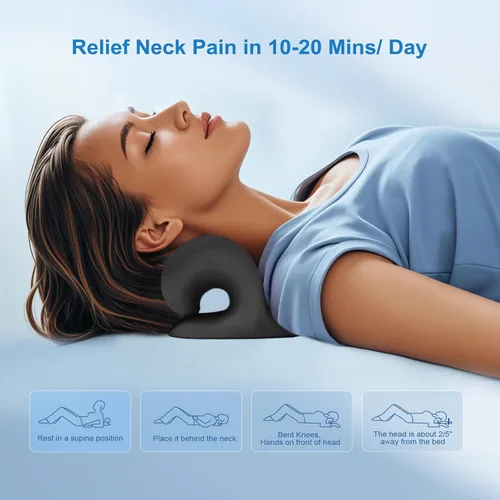Miniatura 4 de Estirador de cuello con terapia magnética de acupresión para aliviar el dolor, relajante de cuello y hombros, almohada quiropráctica, restaurar