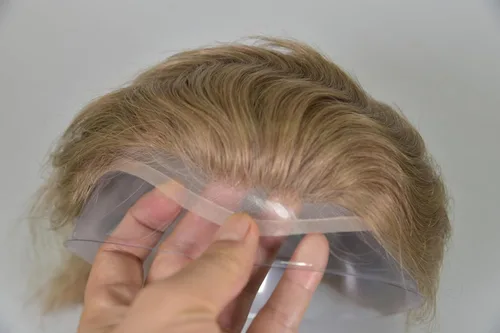 Miniatura 2 de Voloria Toupee para hombres 100% cabello humano europeo suizo frente encaje frontal natural piezas de cabello 0.003 in piel fina PU V-looped sistema