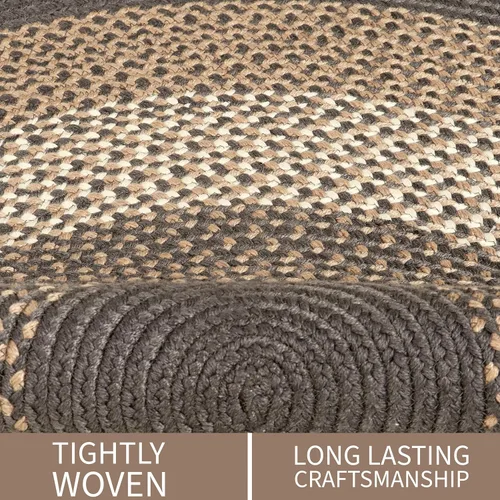 Miniatura 7 de Super Area Rugs - Alfombra trenzada rústica en tonos taupe y gris oscuro, ovalada para puerta/entrada principal, alfombra tejida para exteriores, 2