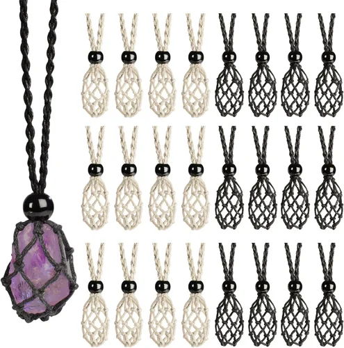 Miniatura 12 de 24Pcs Collar de Cristal Ajustable Collar de Piedra de Cristal Collar con Colgante Cordón de Collar Trenzado a Mano Cuerdas para Hacer Joyería