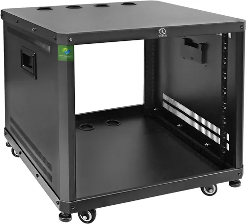 Miniatura 9 de RIVECO POMU - Estante estéreo y de estudio de 6U con ruedas giratorias, gabinete de red rodante, estante de audio de marco abierto para grabación